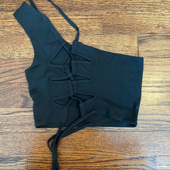 Shein Lace-Up One Shoulder Tank Top - Picture 4 of 5